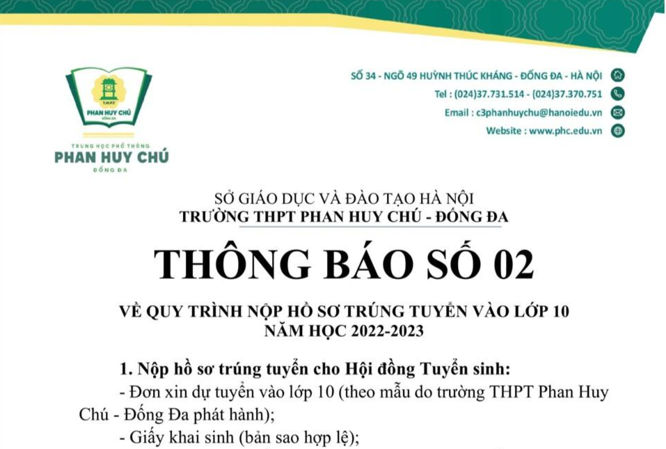 Trường THPT đầu tiên ở Hà Nội công bố điểm chuẩn vào lớp 10 - Giáo dục Việt Nam