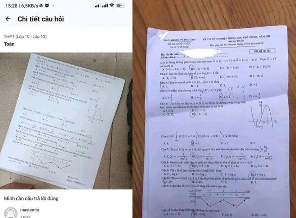 Nam sinh Hà Tĩnh phát hiện đề toán trên mạng “khá giống” với đề thi tốt nghiệp - Giáo dục Việt Nam