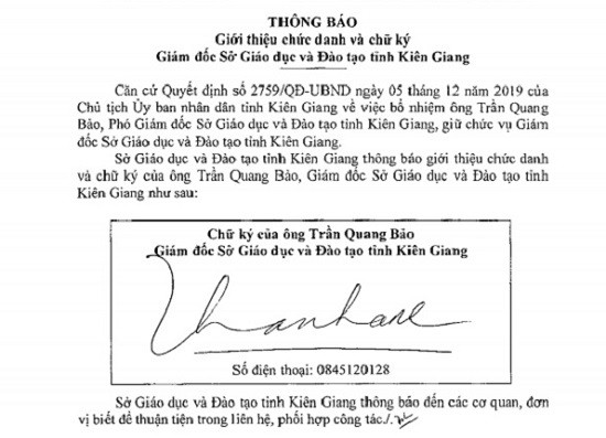 Sở Giáo dục và Đào tạo tỉnh Kiên Giang có giám đốc mới